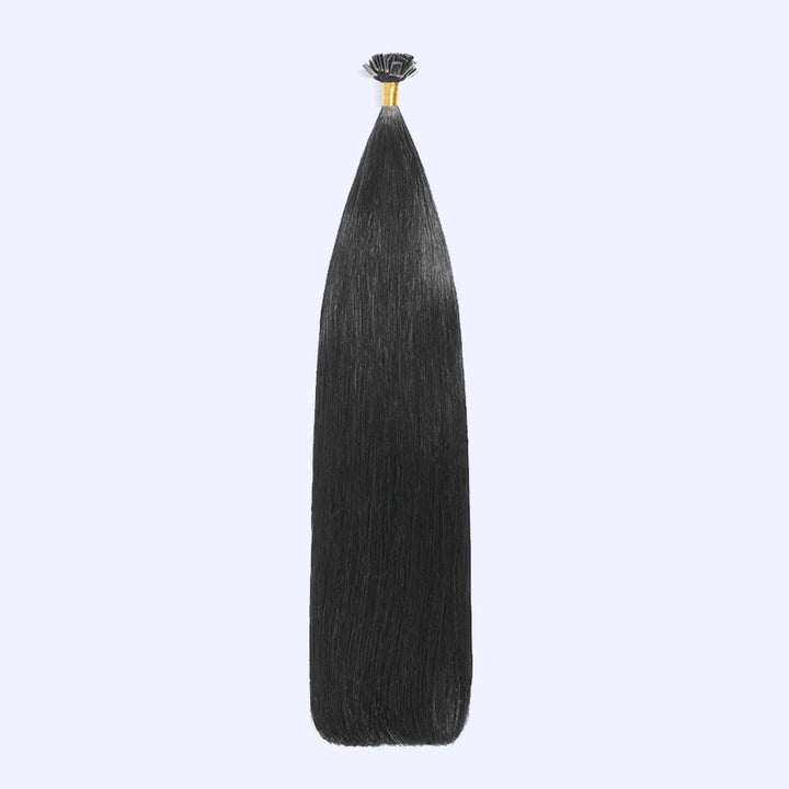 Jet Black (#1) Indreams Virgin Remy Flat Tip Hair Extensions - indreams hair - Keratin hair - 