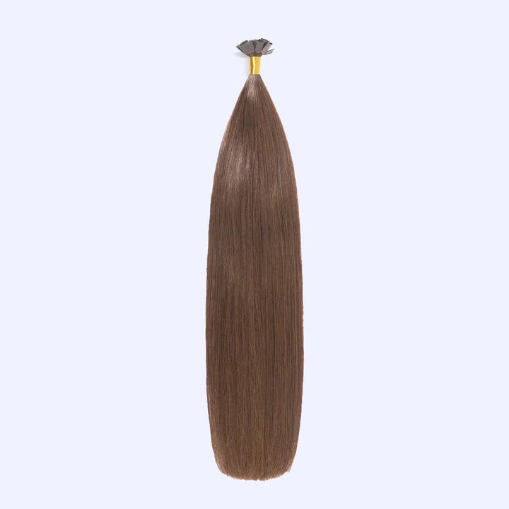 Light Brown (#6) Indreams Virgin Remy Flat Tip Hair Extensions - indreams hair - Keratin hair - 